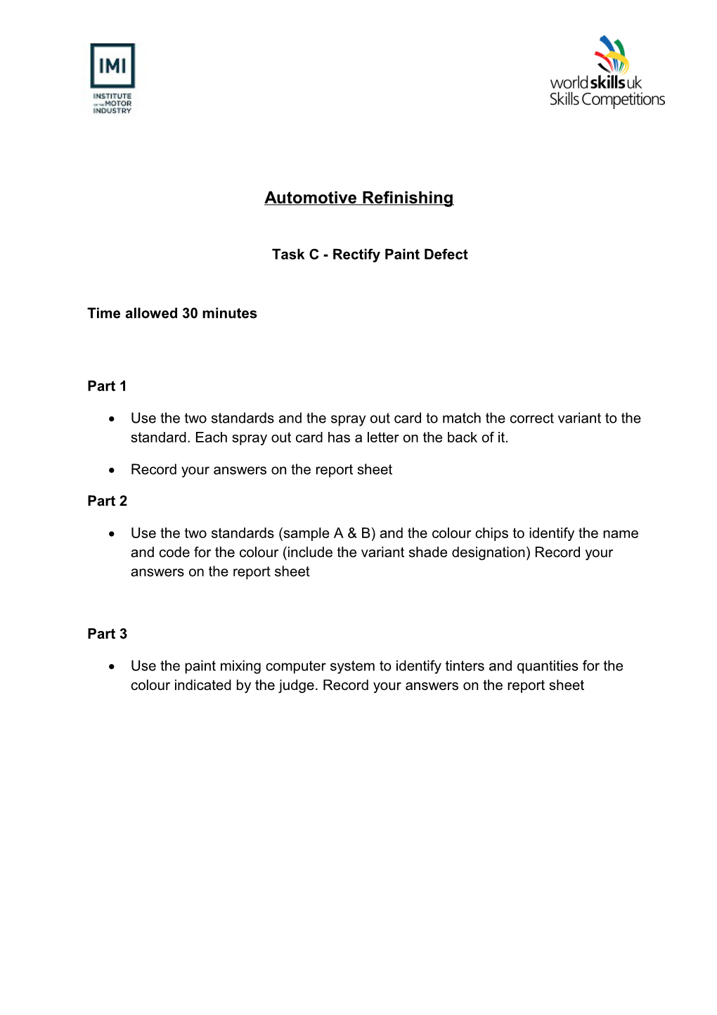 Task C - Rectify Paint Defect