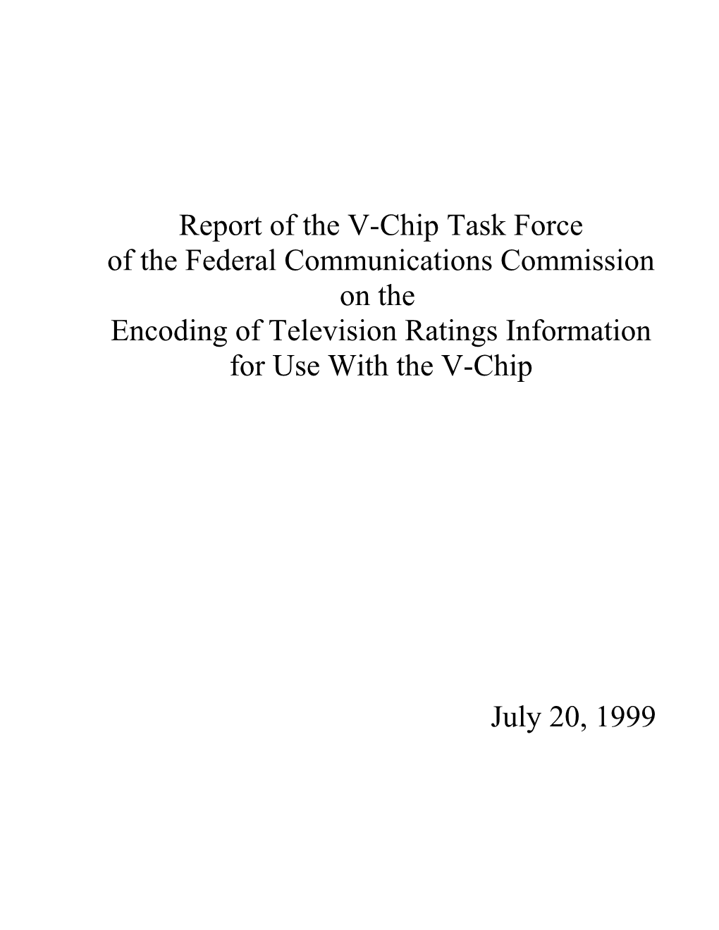 Report of the V-Chip Task Force