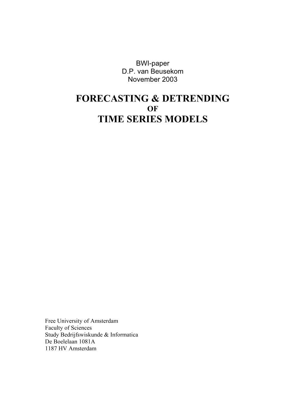Forecasting & Detrending