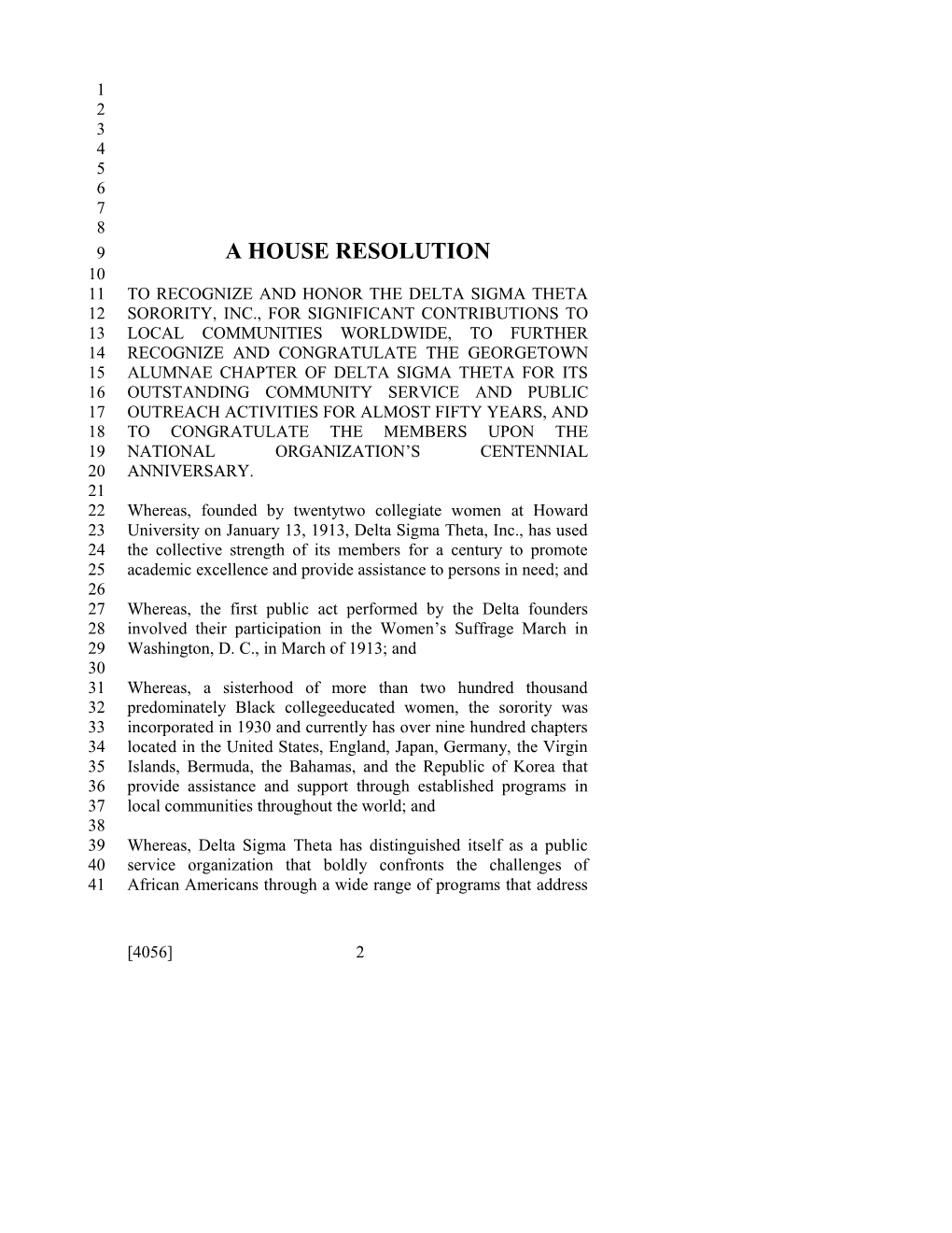 2013-2014 Bill 4056: Delta Sigma Theta Sorority - South Carolina Legislature Online