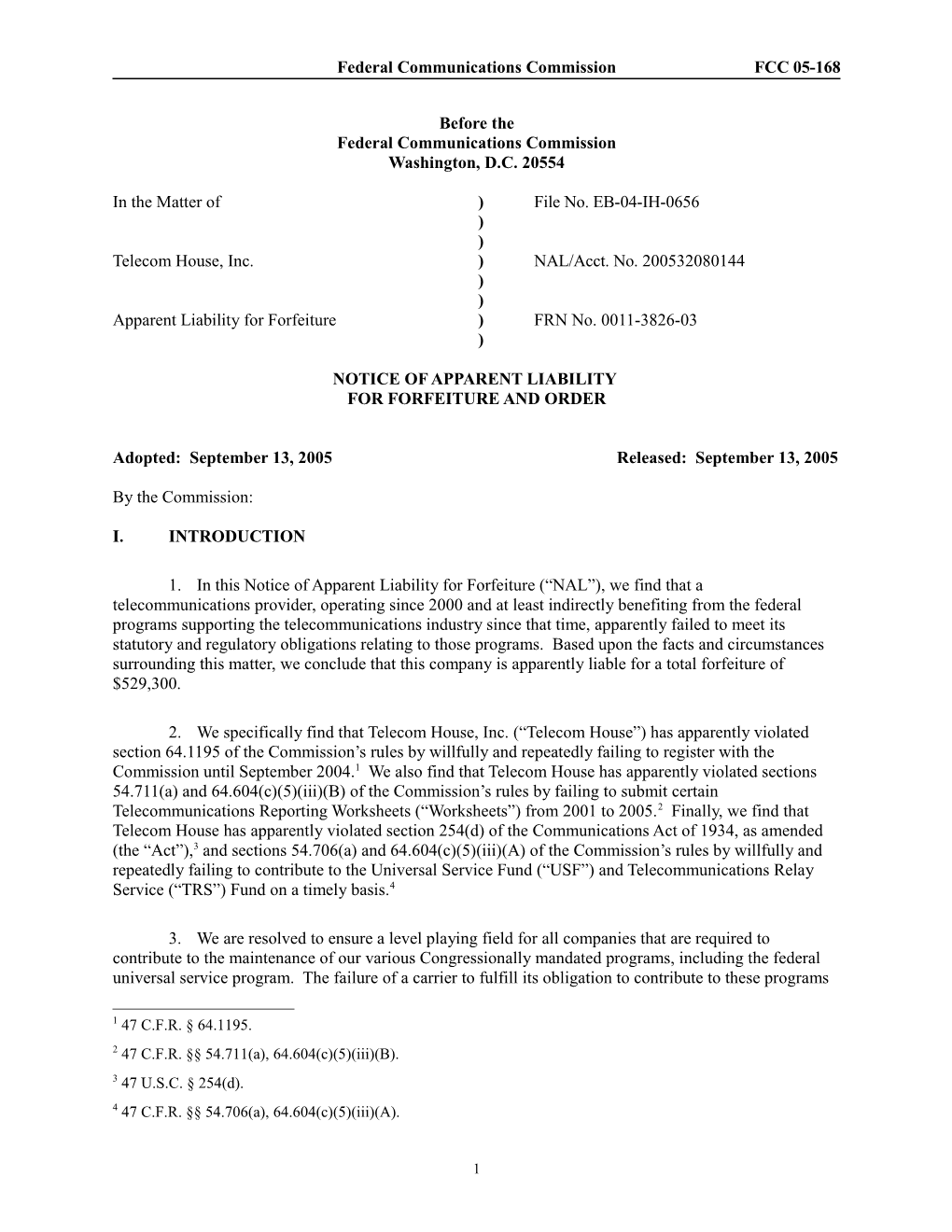 Federal Communications Commissionfcc 05-168