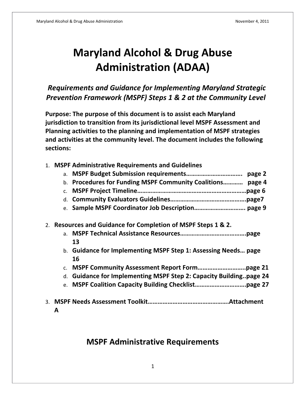 Maryland Alcohol & Drug Abuse Administration (ADAA)