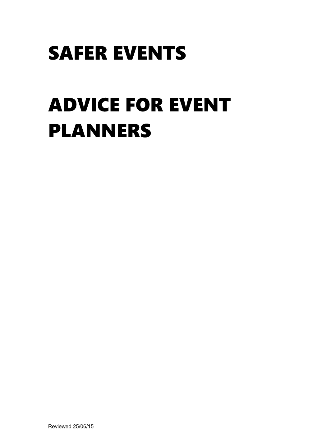 Advice for Event Planners