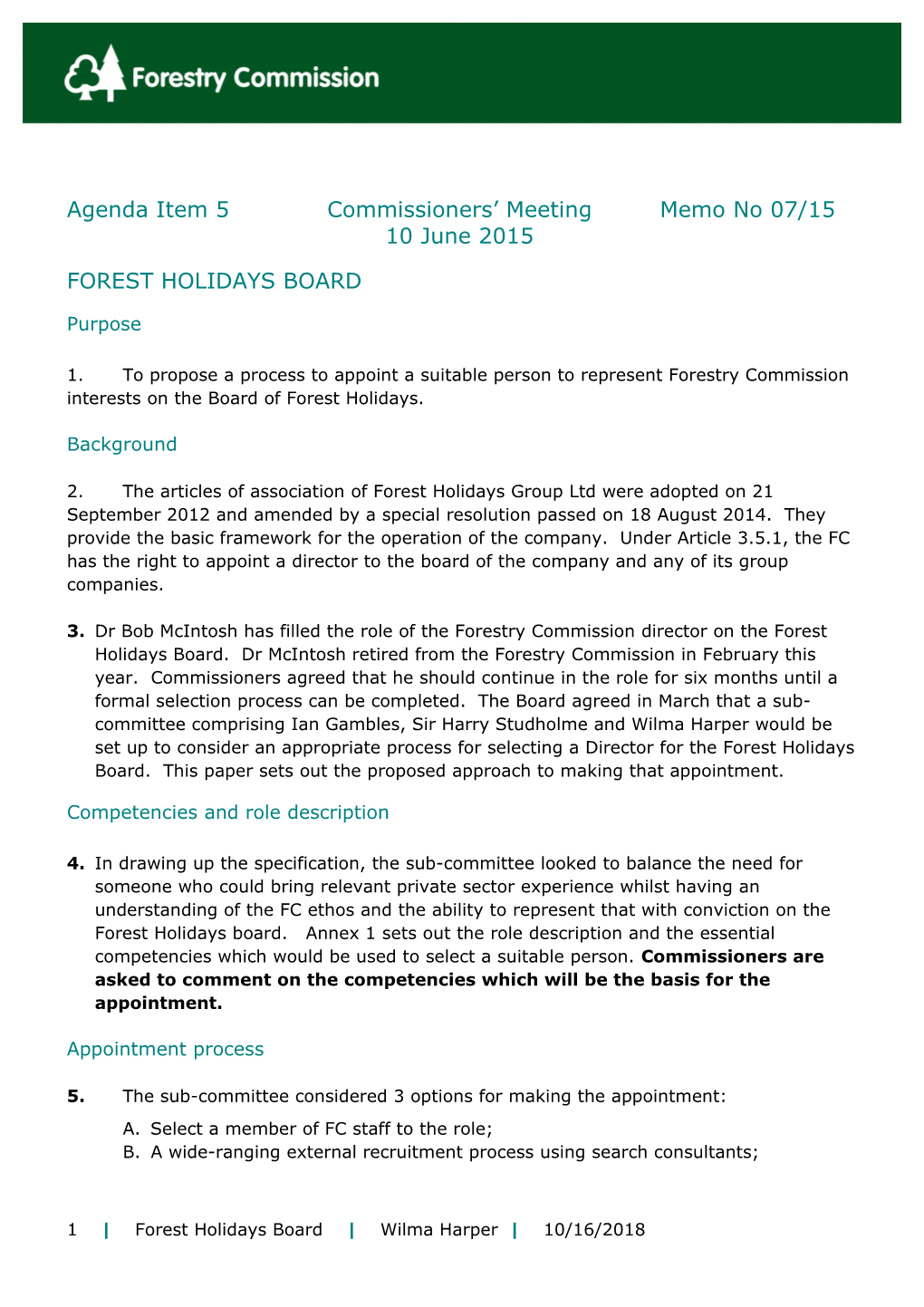 Agenda Item 5Commissioners Meetingmemo No 07/1510June 2015