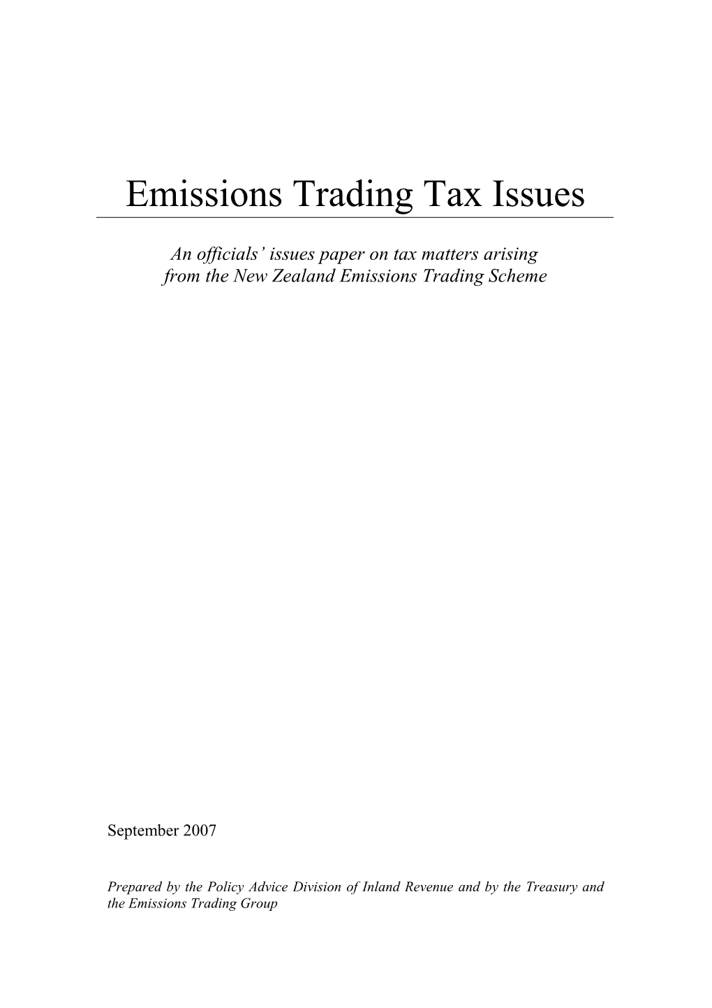 Emissions Trading Tax Issues