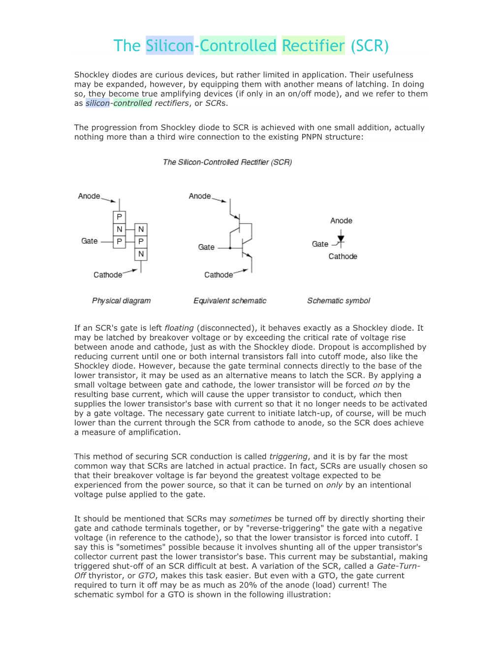 The Silicon-Controlled Rectifier (SCR)