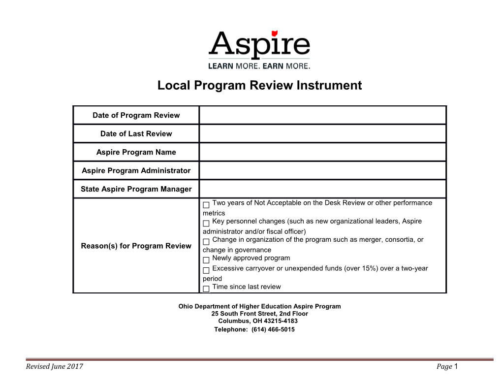 Local Program Review Instrument