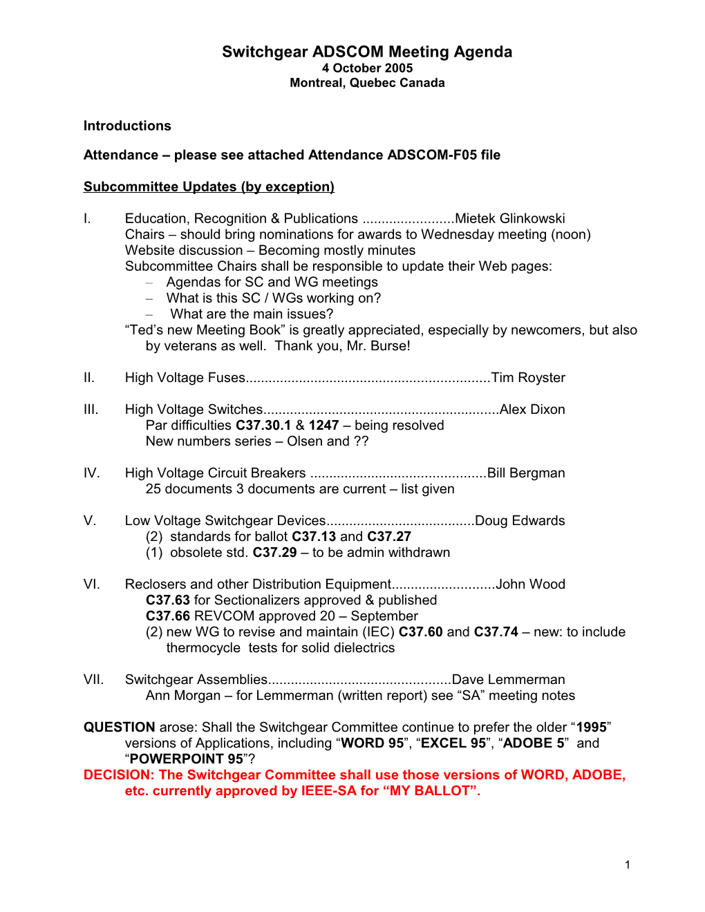 ADSCOM Meeting AGENDA