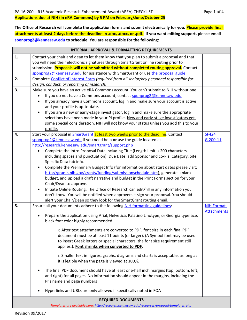PA-16-200 R15 Academic Research Enhancement Award (AREA) Checklistpage 1 of 4