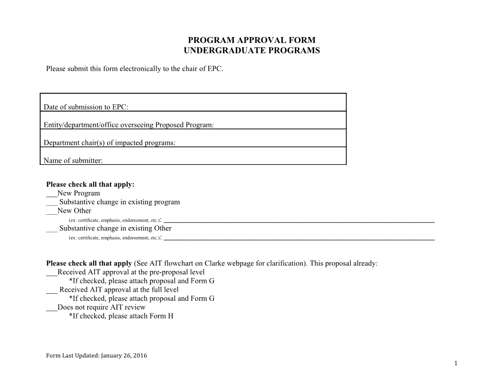 Program Approval Form