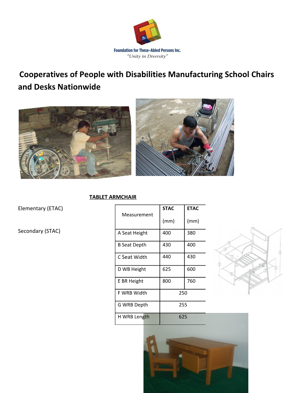 Cooperatives of People with Disabilities Manufacturing School Chairs and Desks Nationwide