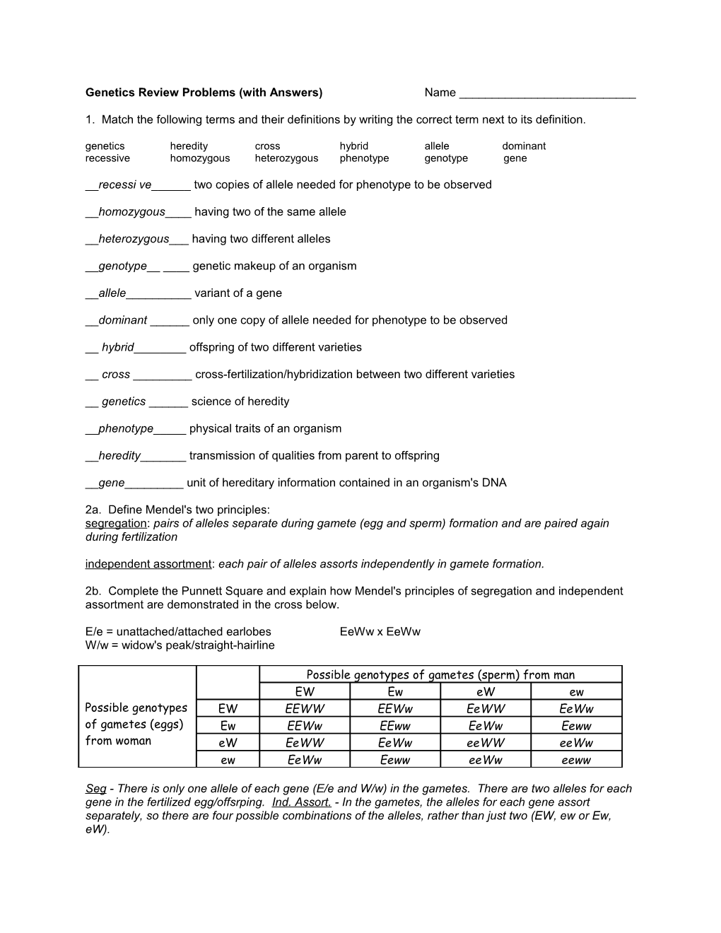 Chapter 8 Test Review Topics