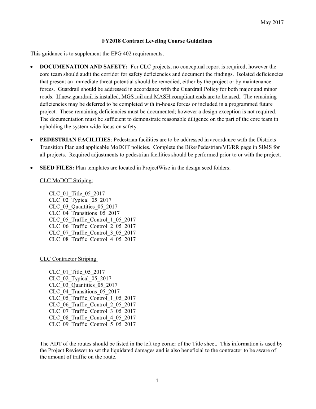 Fy2018contract Leveling Course Guidelines