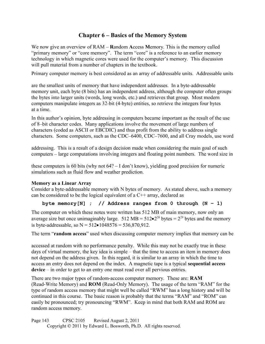 Basics of the Memory System