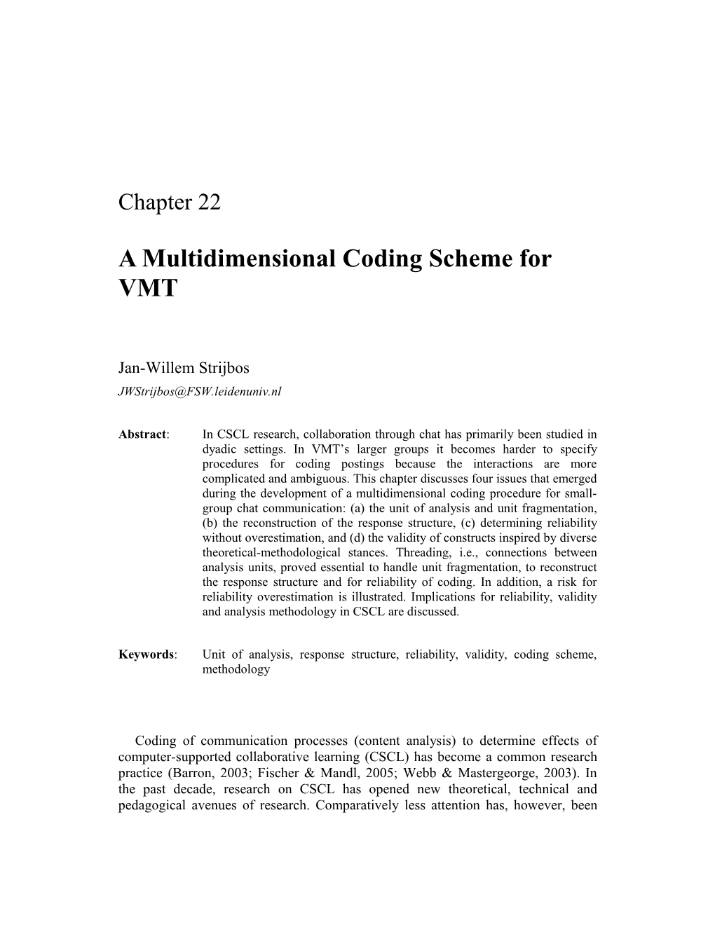 A Multidimensional Coding Scheme for VMT