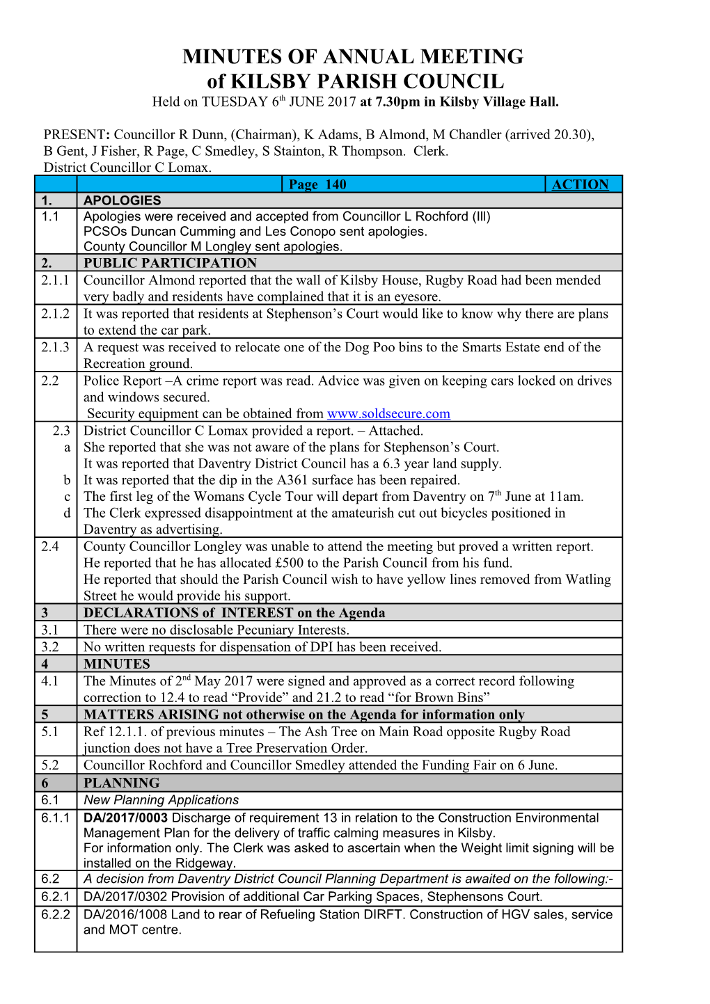 Kilsby Parish Council