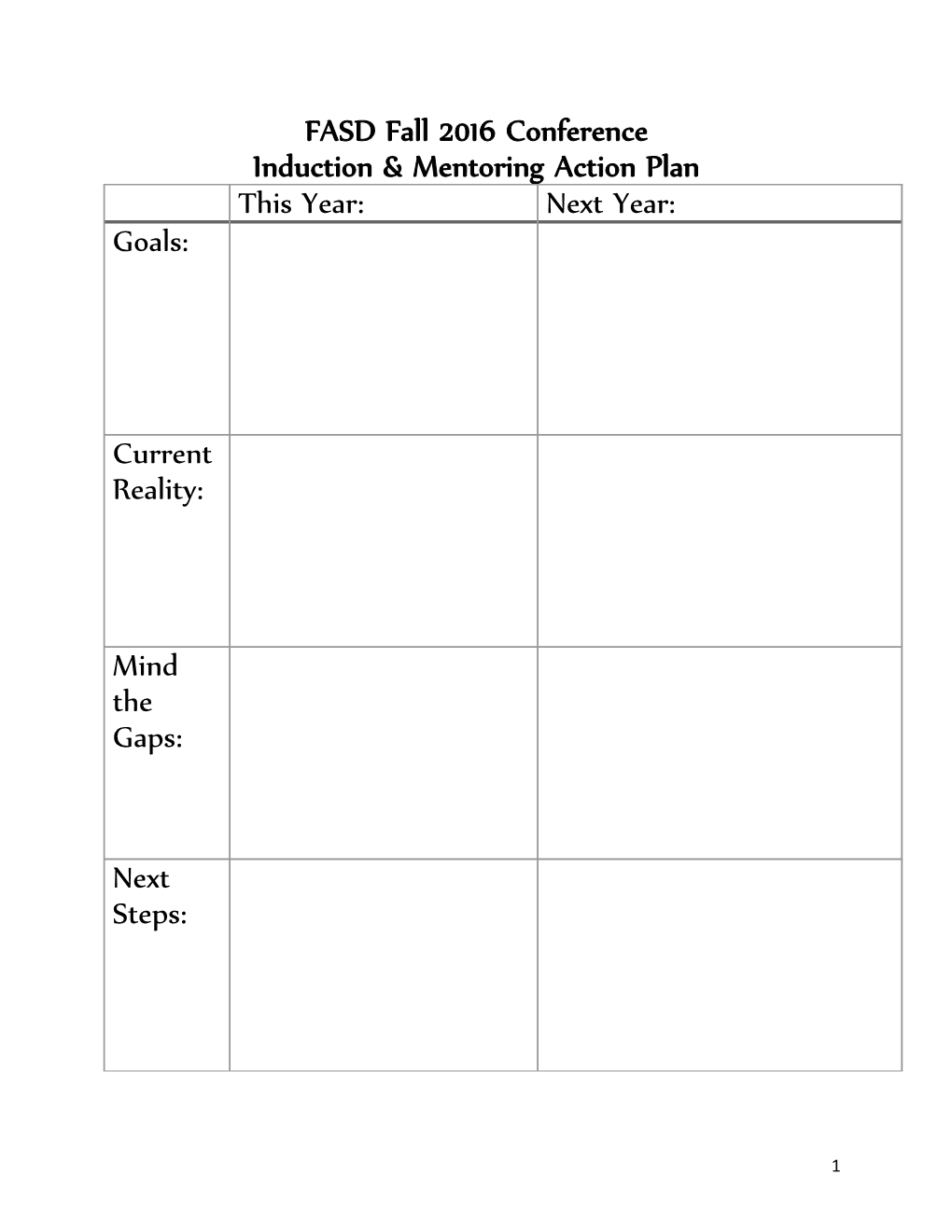 Induction & Mentoring Action Plan
