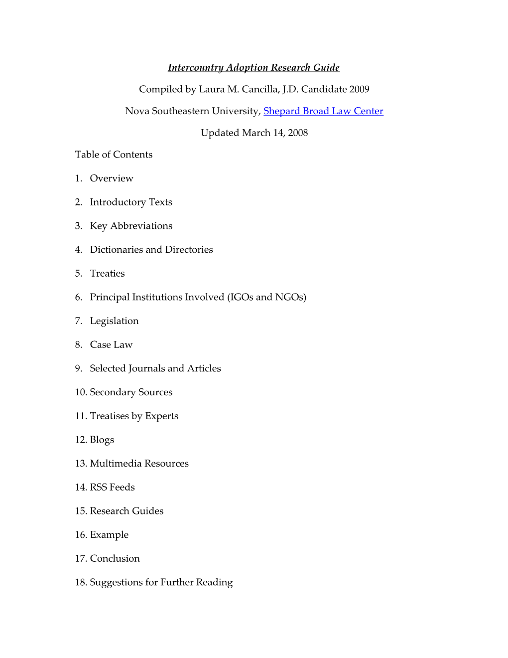 Intercountry Adoption Research Guide