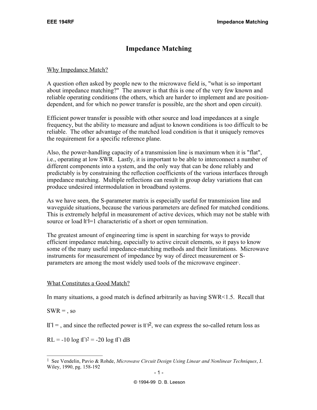 Impedance Matching