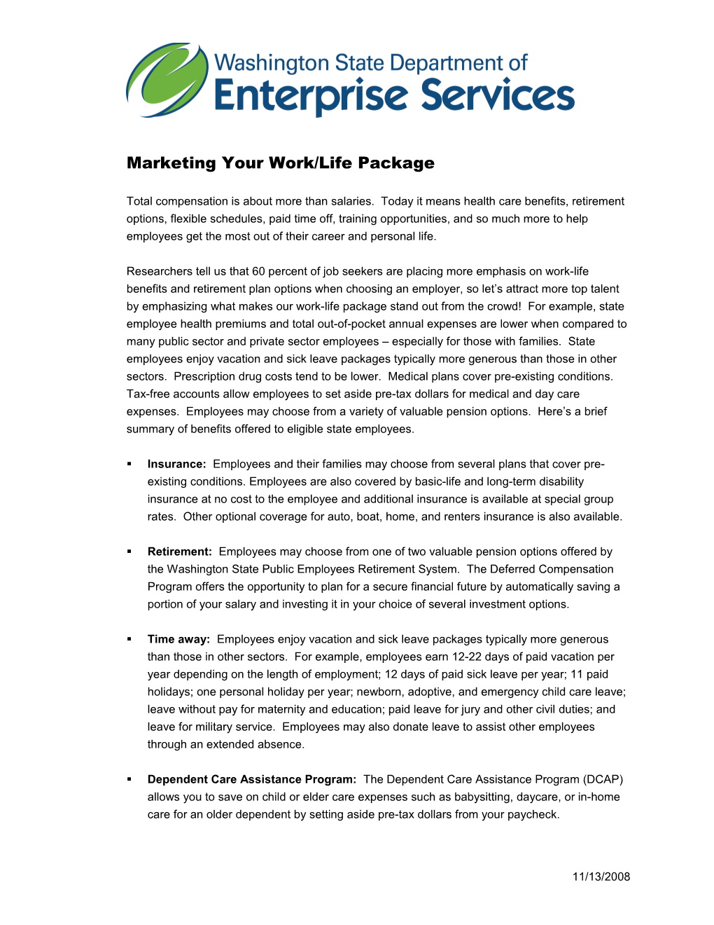 Marketing Your Work-Life Package
