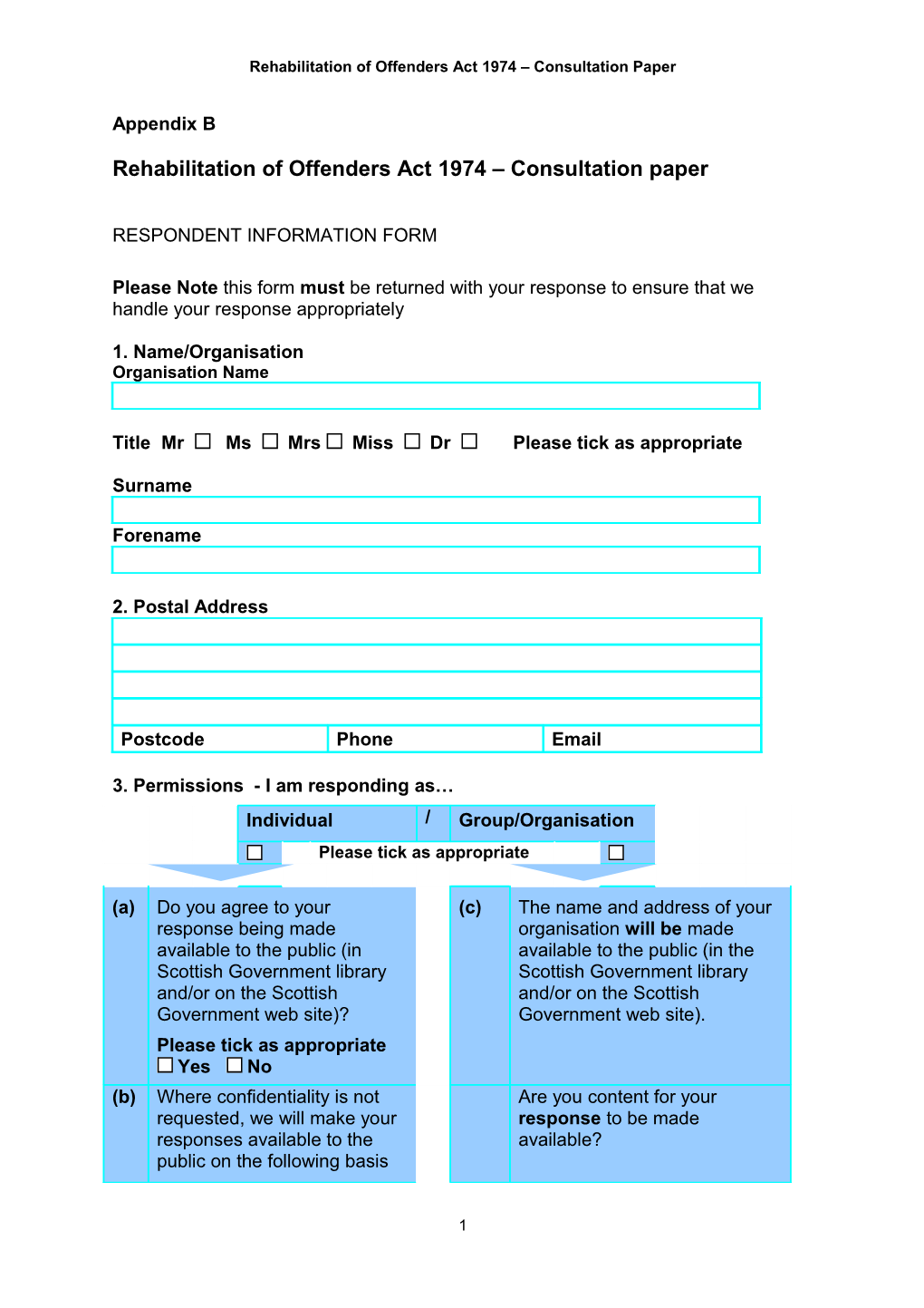 Rehabilitation of Offenders Act 1974 Consultation Paper