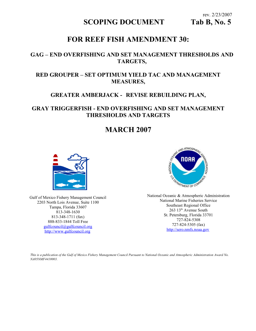 For Reef Fish Amendment 30