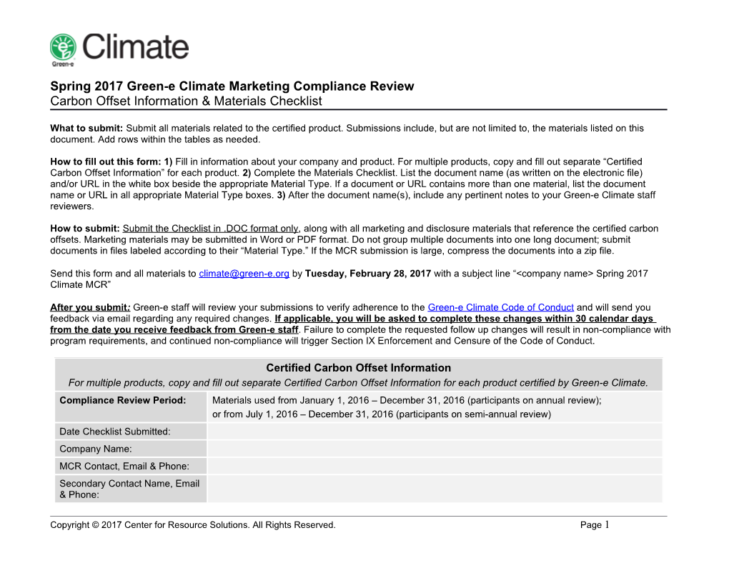 Green-E Marketing Compliance Review