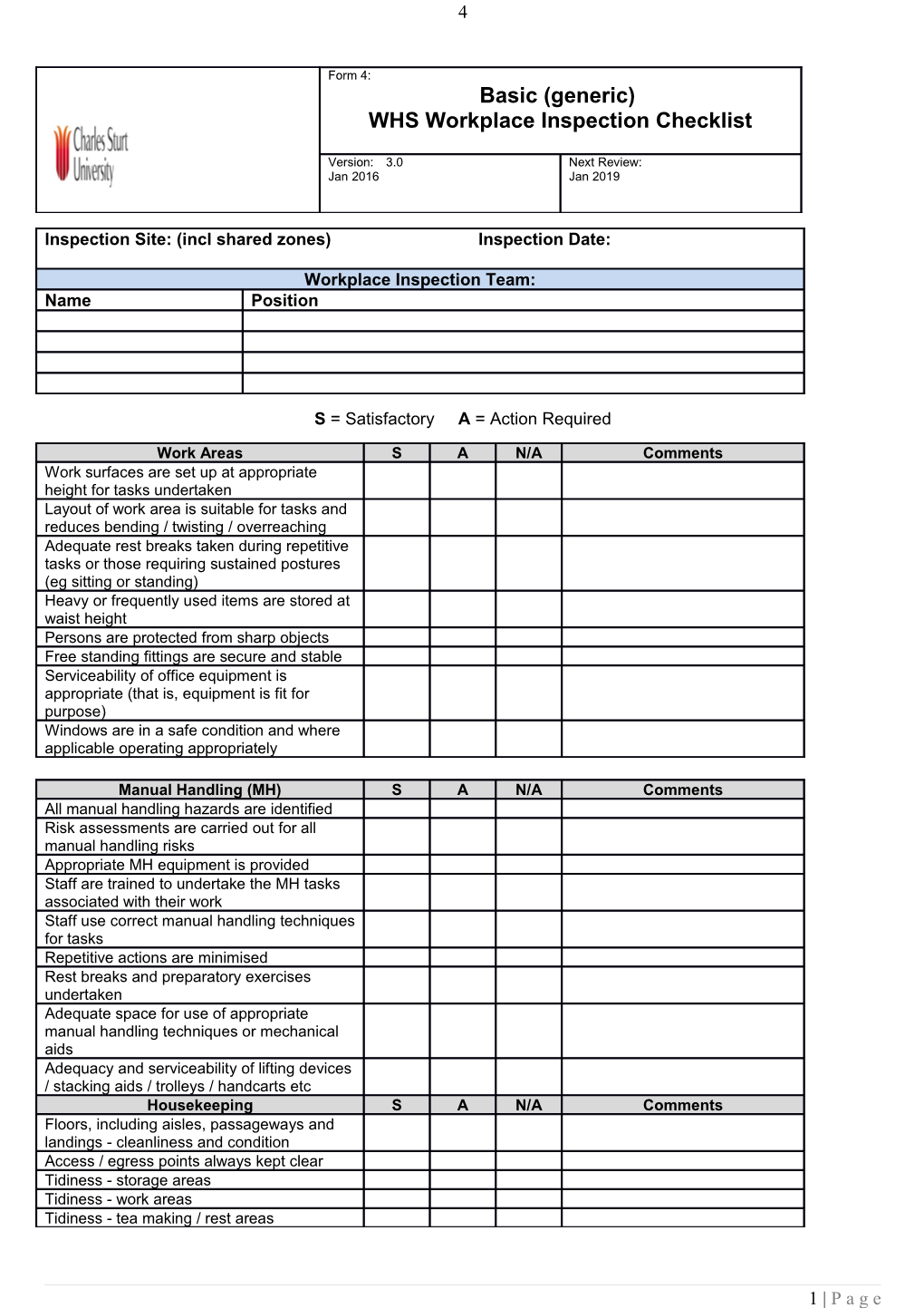 Workplace Inspection Checklist Guidelines
