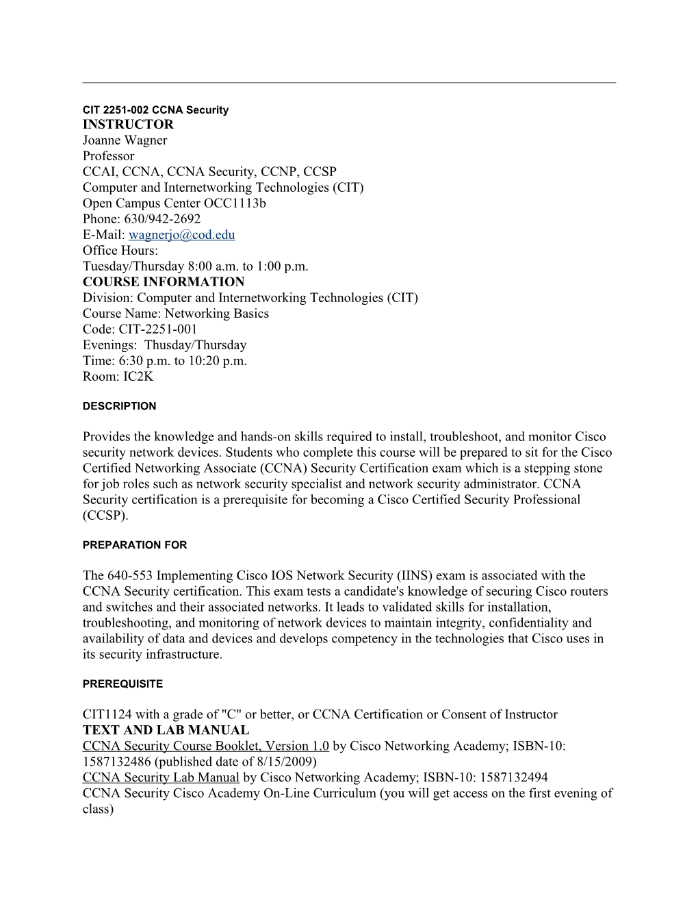 CIT 2251-002 CCNA Security