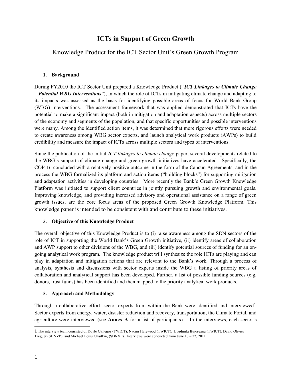 Knowledge Product for the ICT Sector Unit S Green Growth Program