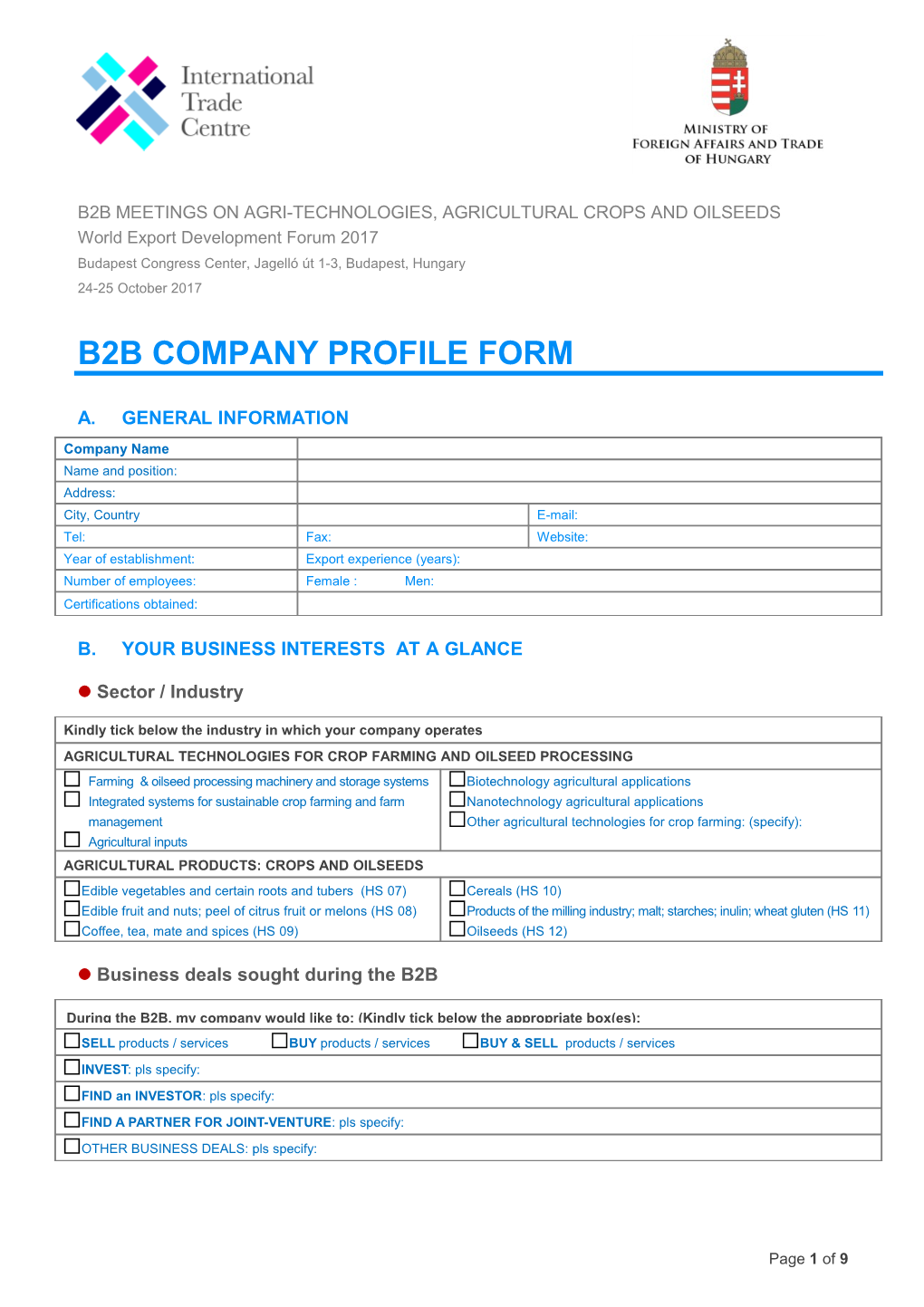 Business Networking Application Form