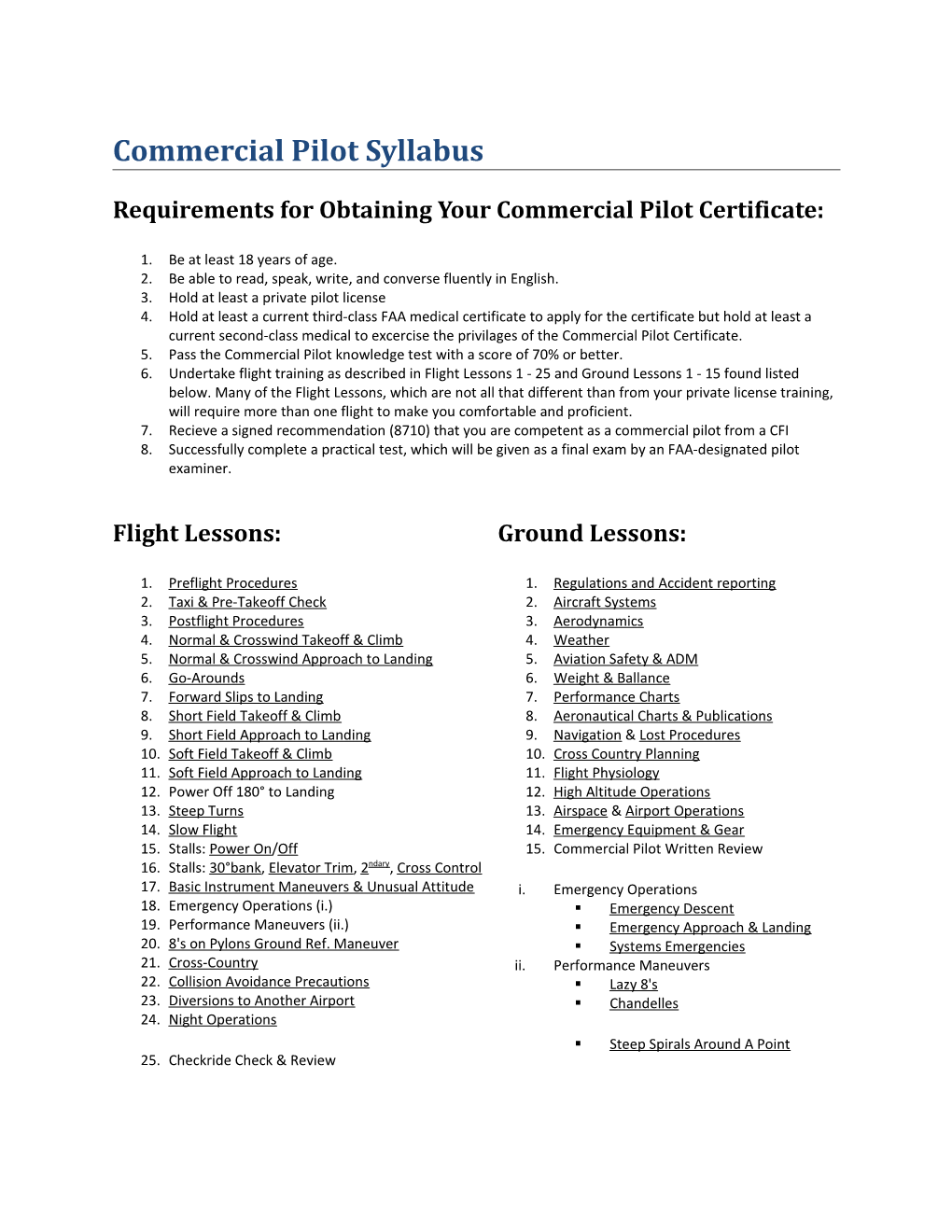 Requirements for Obtaining Your Commercial Pilot Certificate