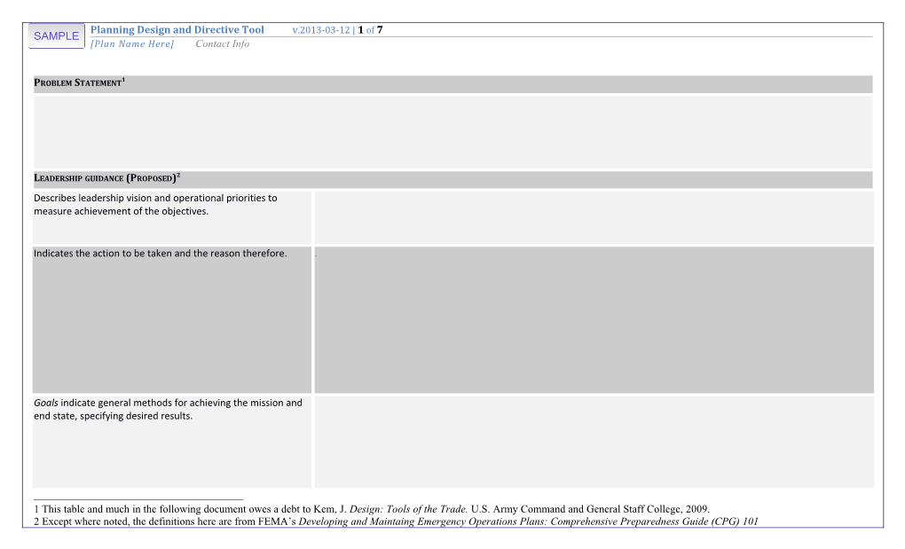 Planning Design and Directive Tool