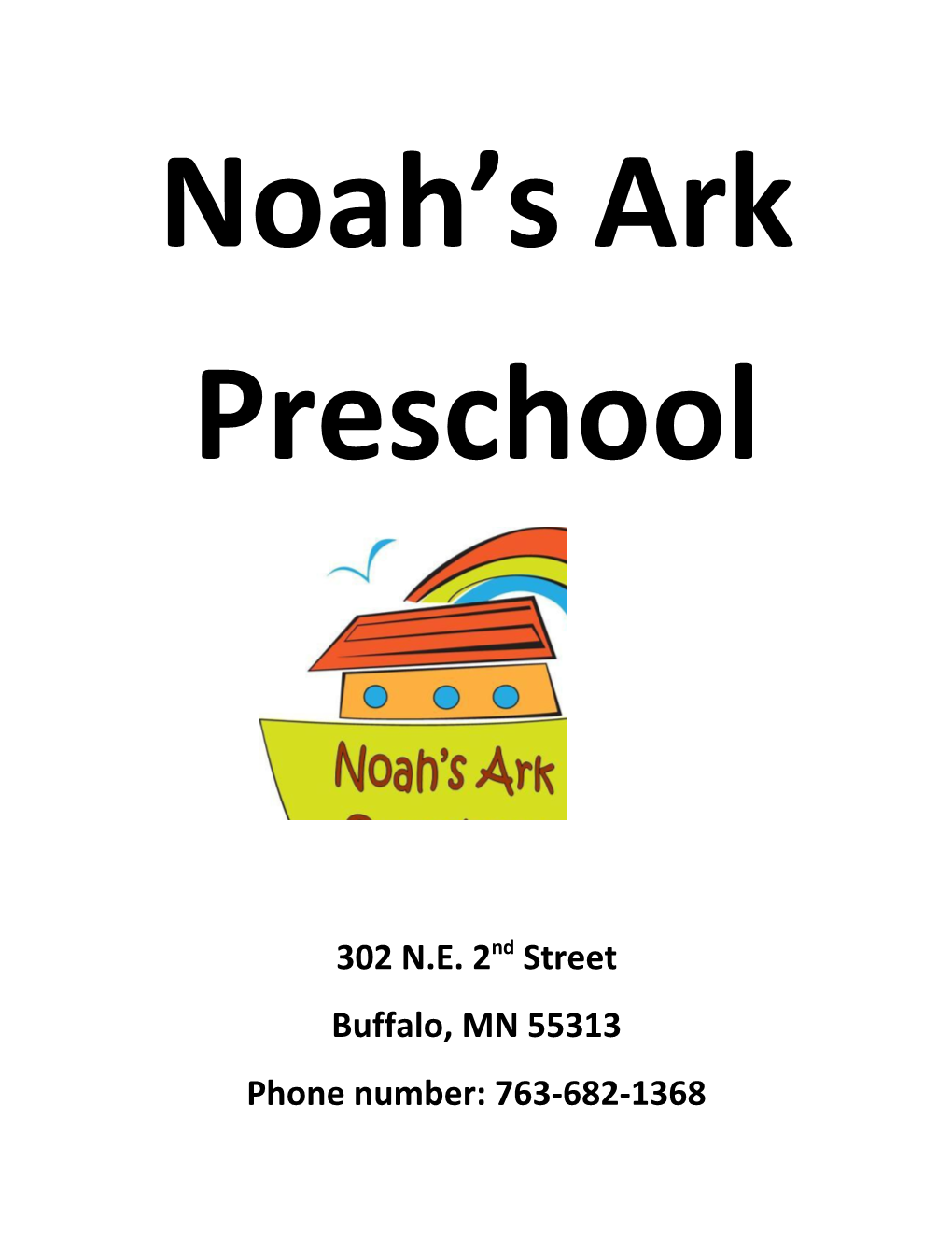Noah's Ark Preschool Registration Form