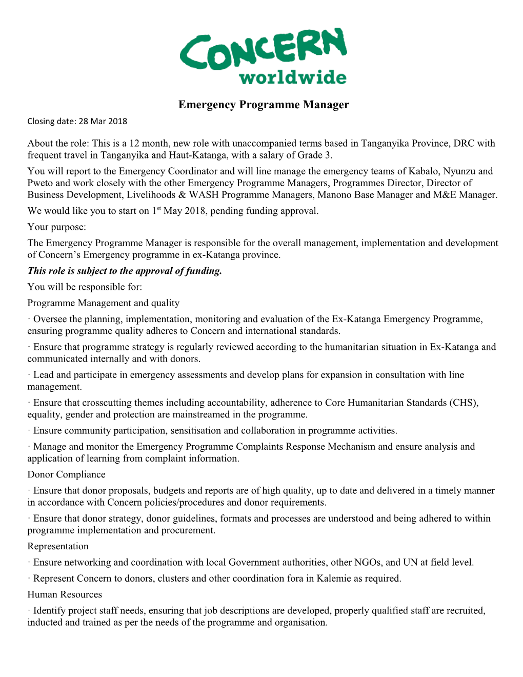 Emergency Programme Manager