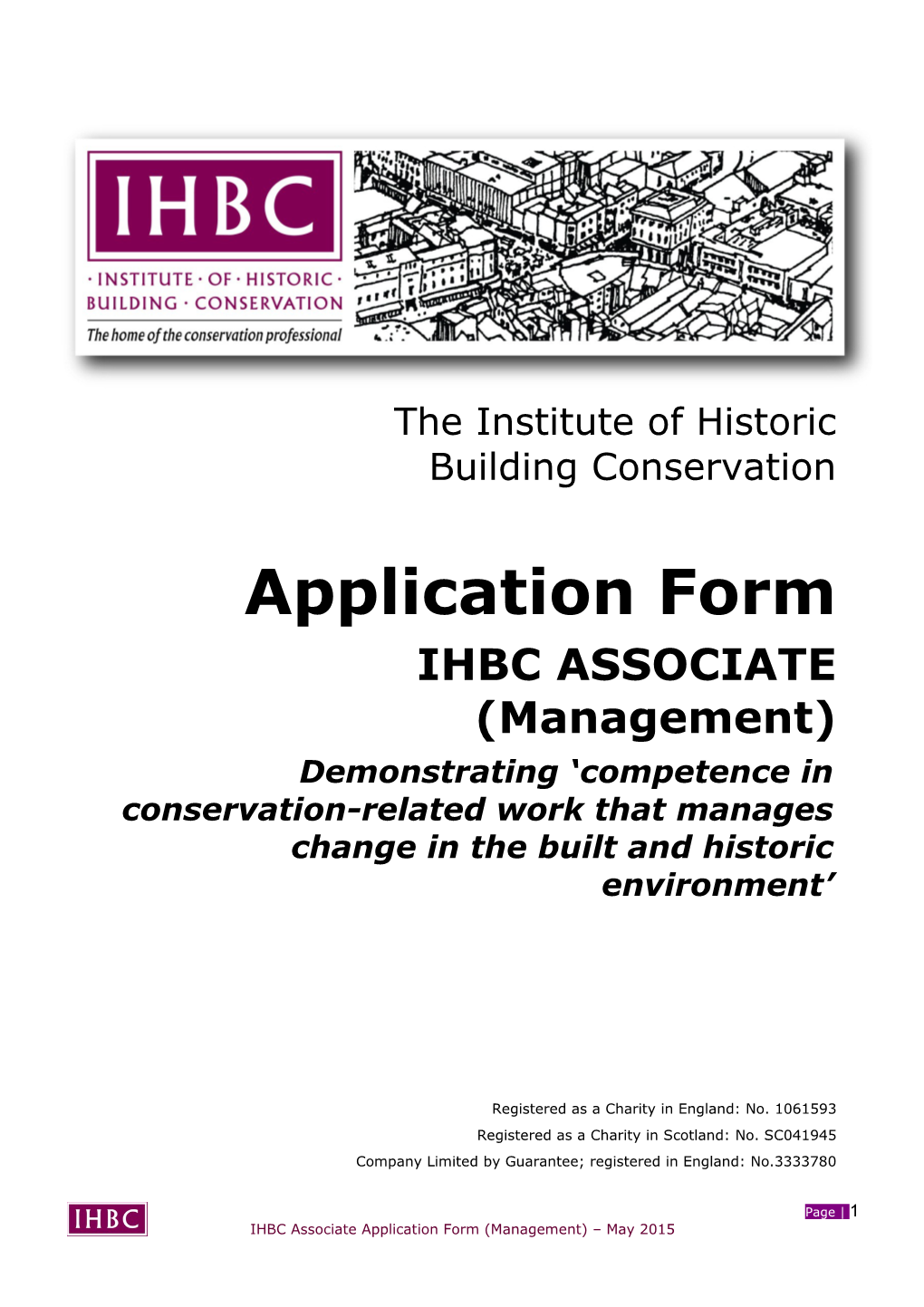 IHBC Associate Membership Application Form AOC Management MASTER May 2015