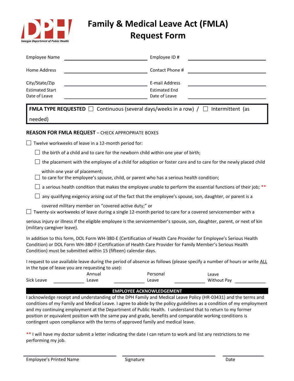 This Page to Be Filled out Only for Continuous Leave Requests