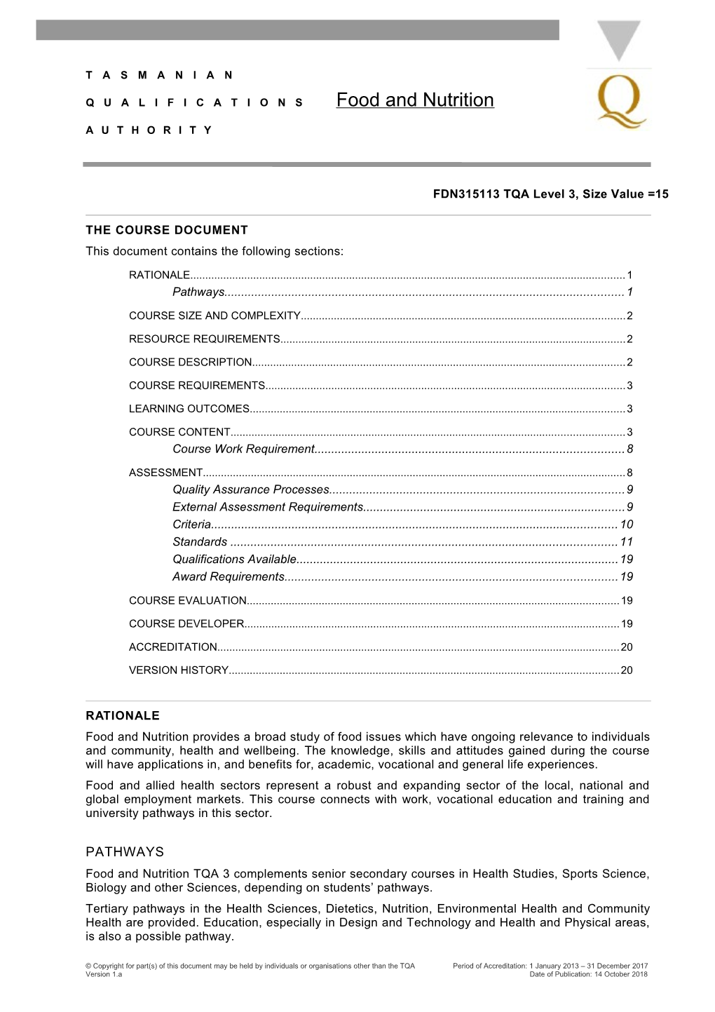 FDN315113 TQA Level 3,Size Value =15