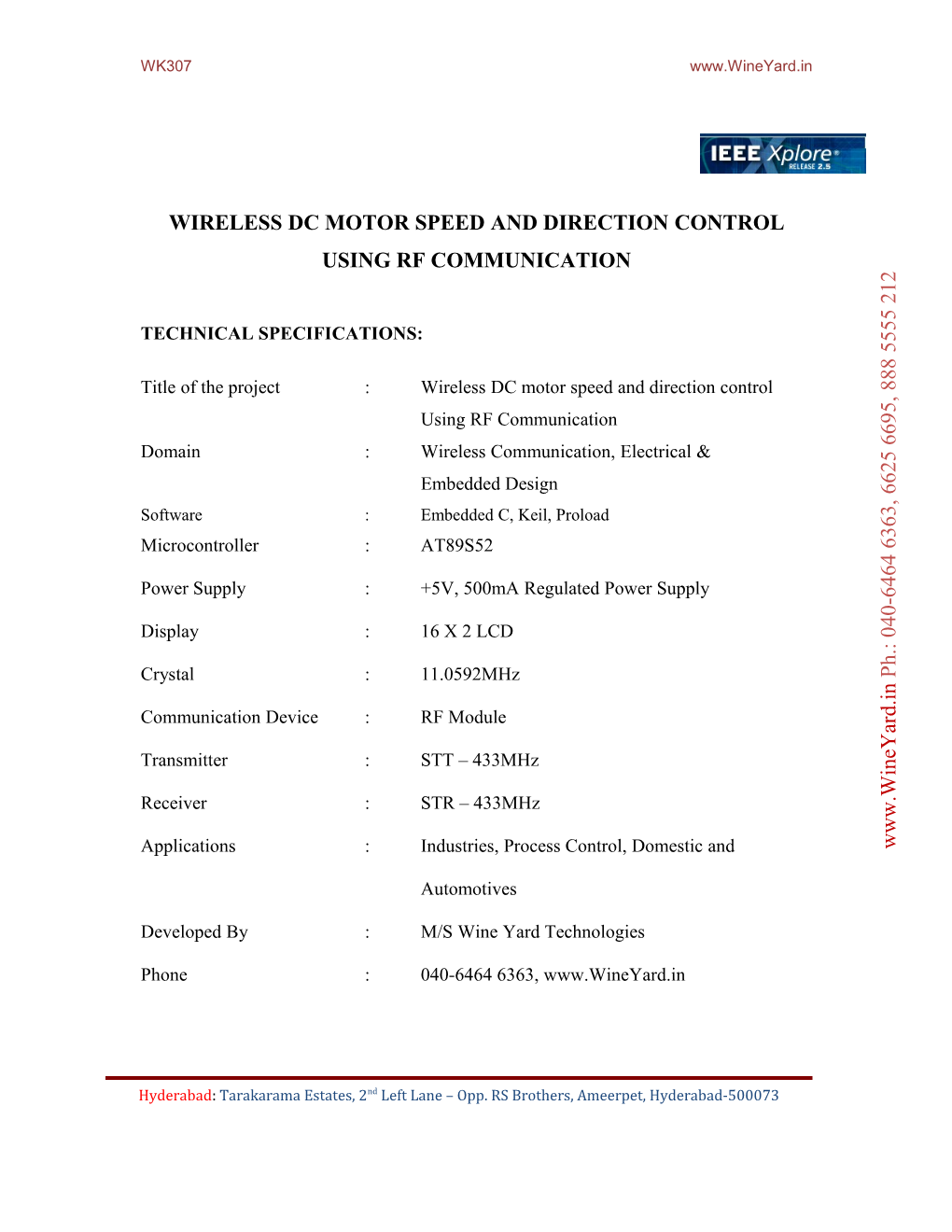 Wireless Dc Motor Speed and Direction Control