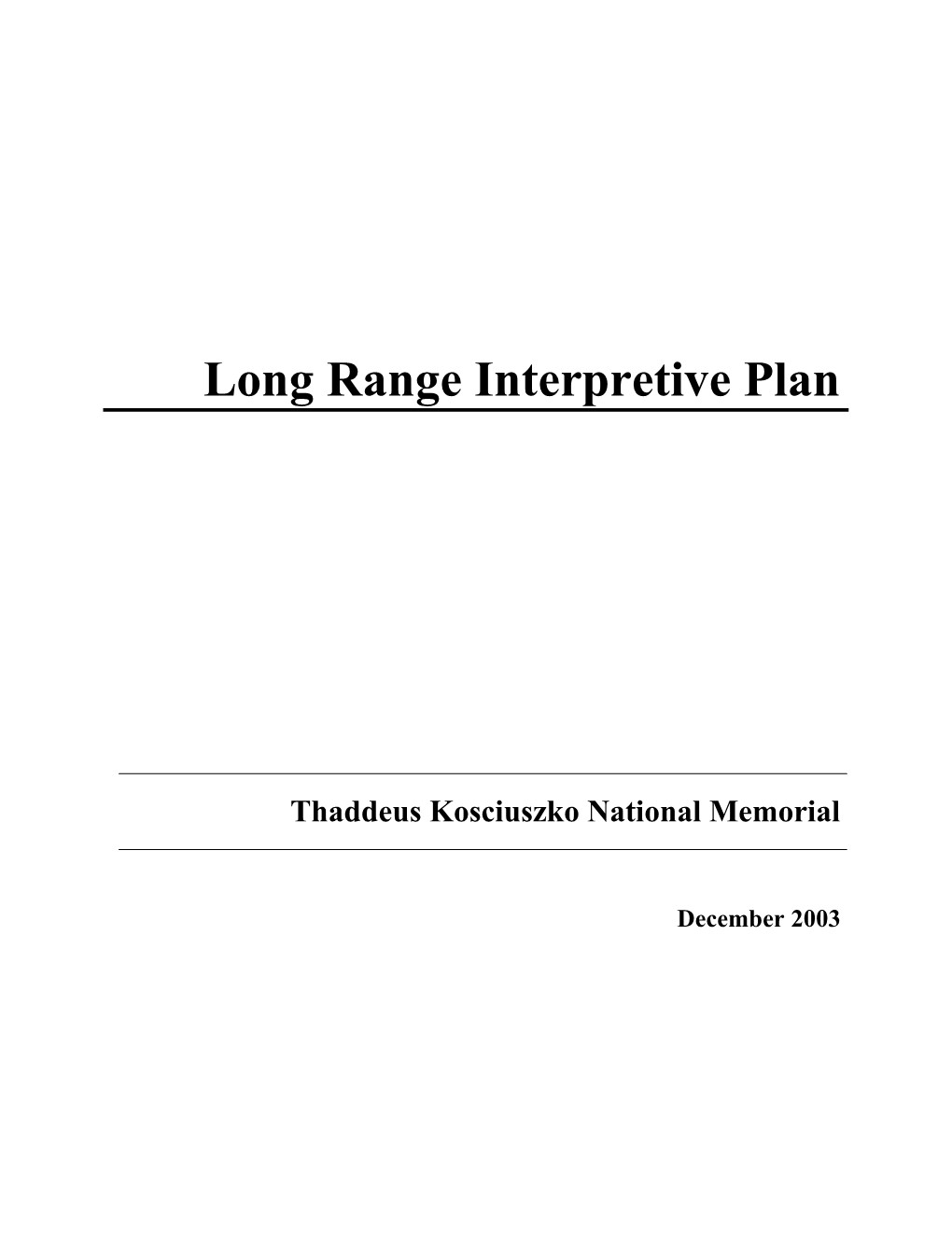 Long Range Interpretive Plan