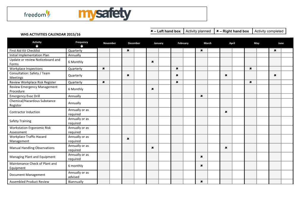 Ohs Implementation Calendar