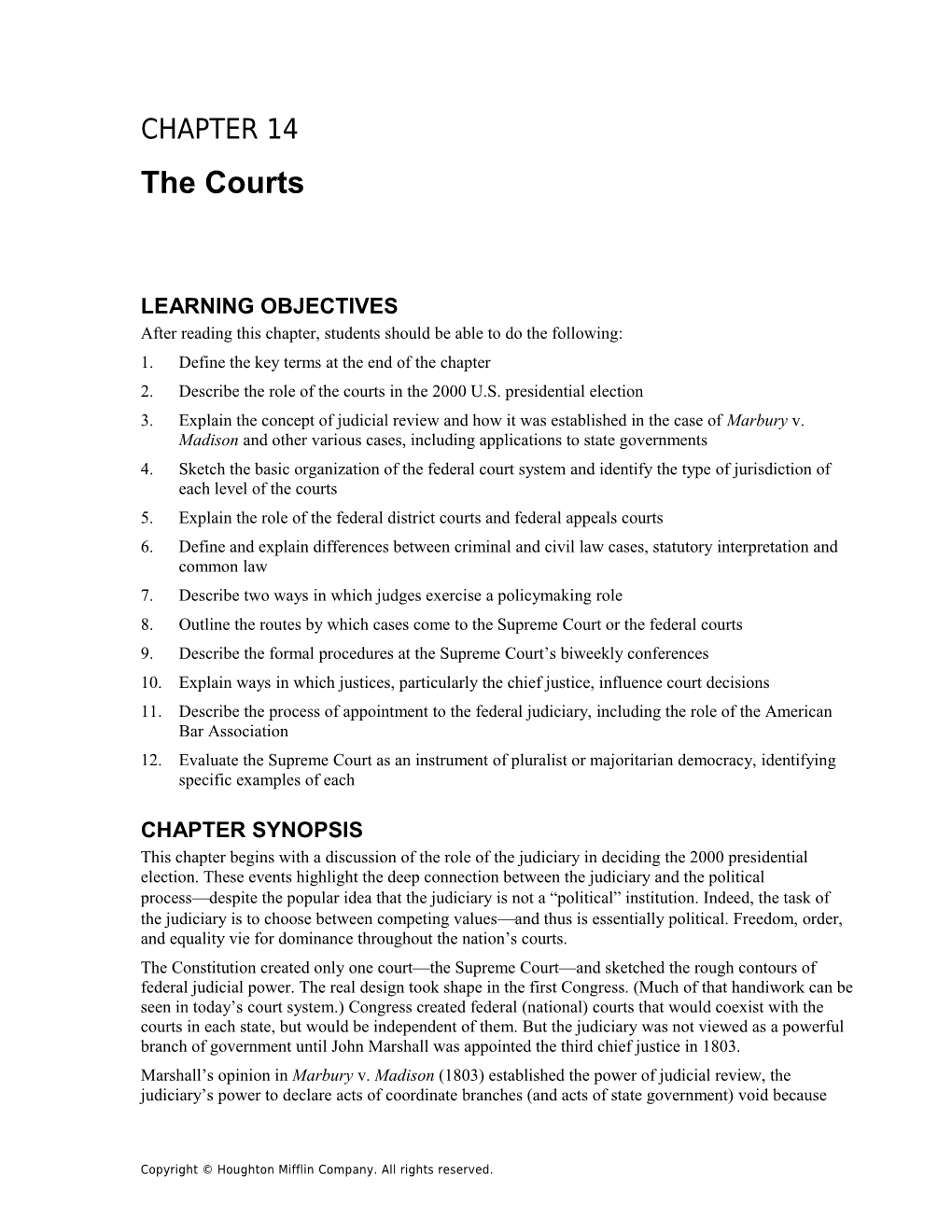 Chapter 14: the Courts 1
