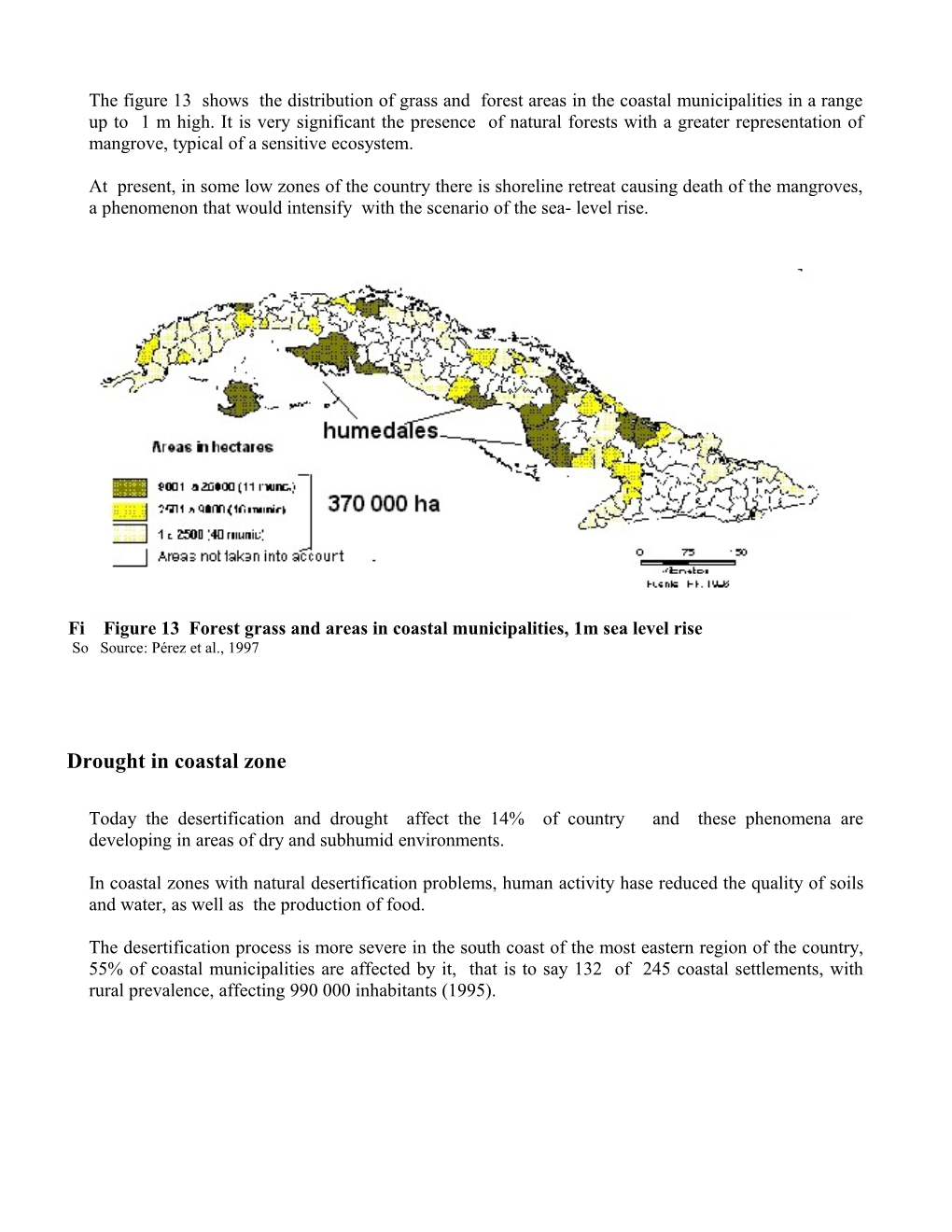 The Figure 13 Shows the Distribution of Grass and Forest Areas in the Coastal Municipalities