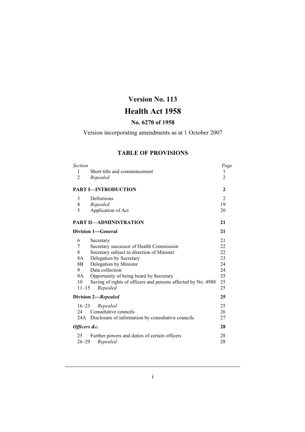 Version Incorporating Amendments As at 1 October 2007
