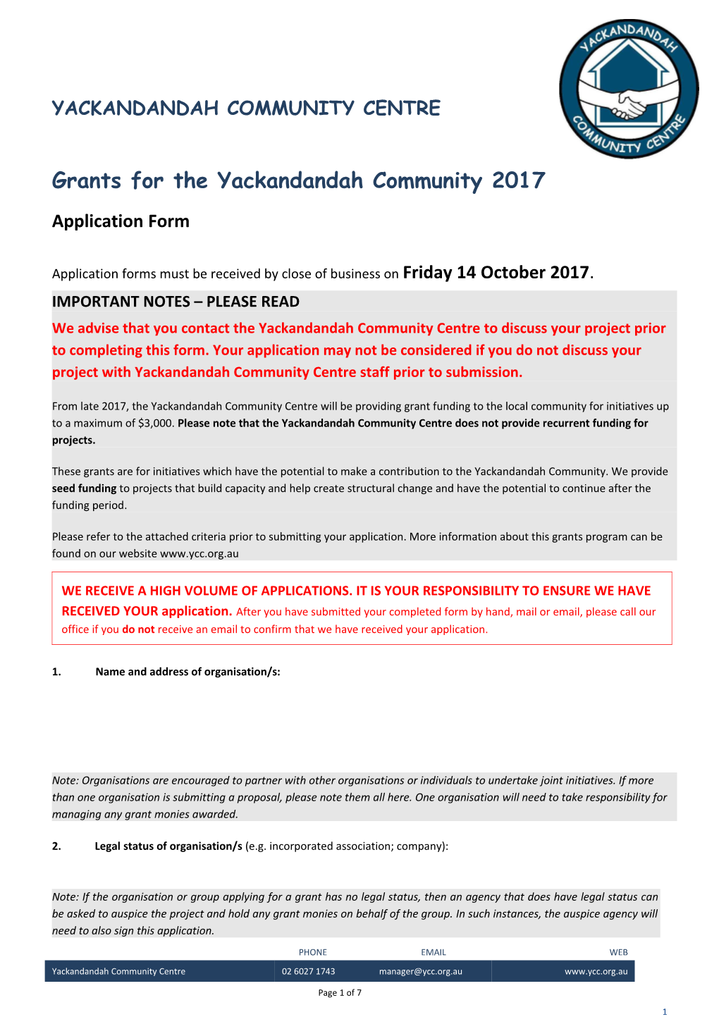 Grantsfor the Yackandandah Community 2017