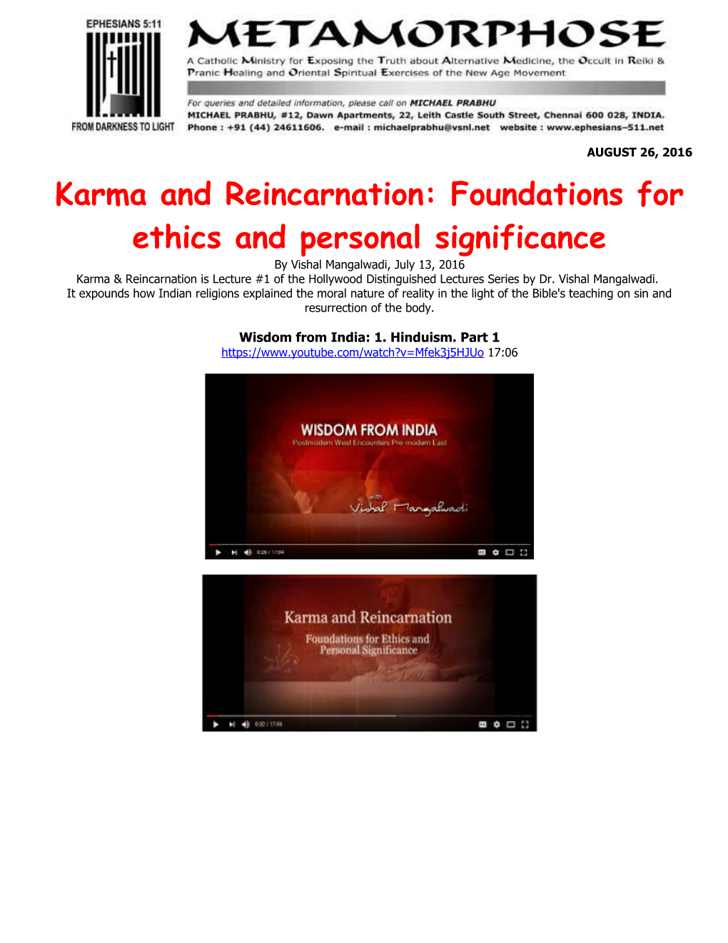 Karma and Reincarnation: Foundations for Ethics and Personal Significance