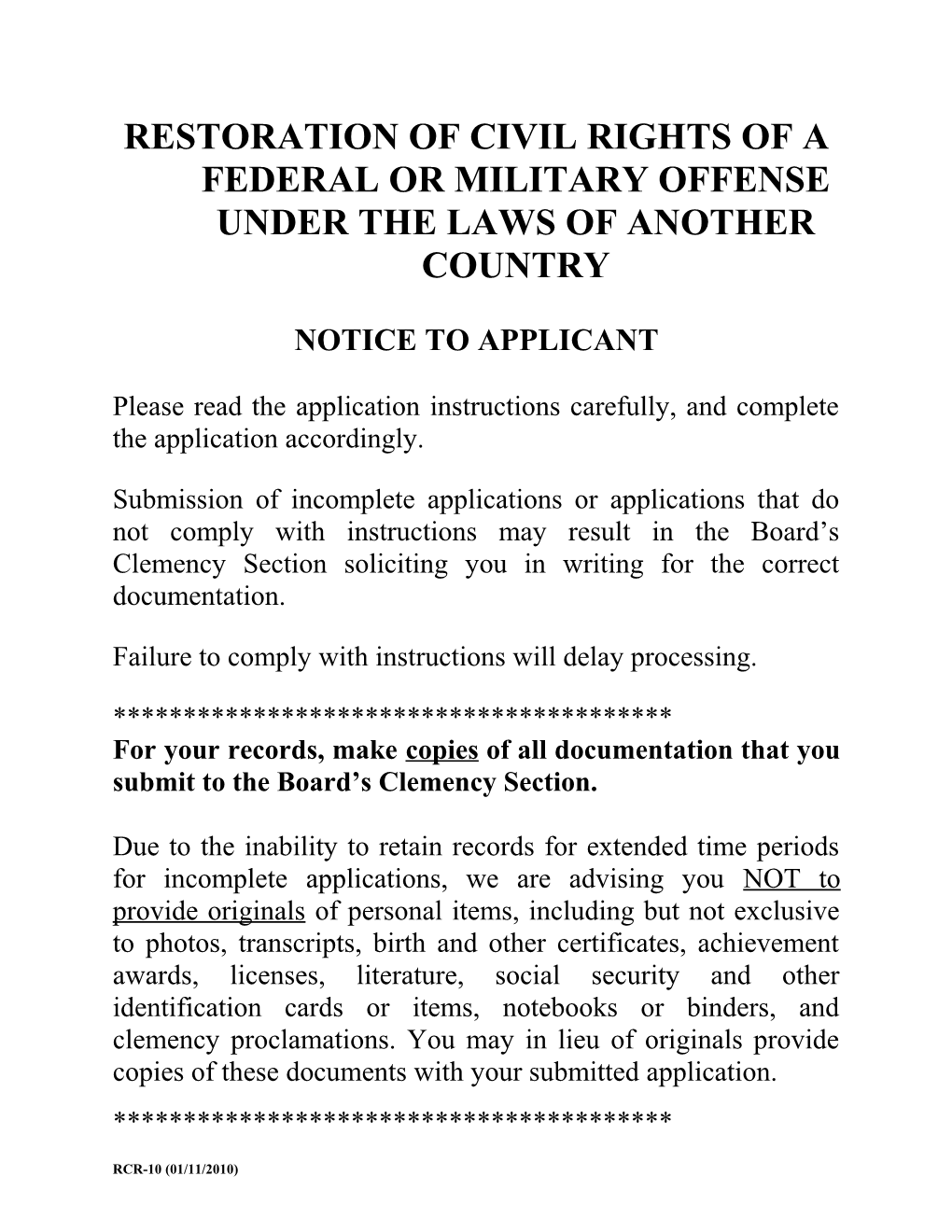 Restoration of Civil Rights of Afederal Or Military Offense Under the Laws of Another Country