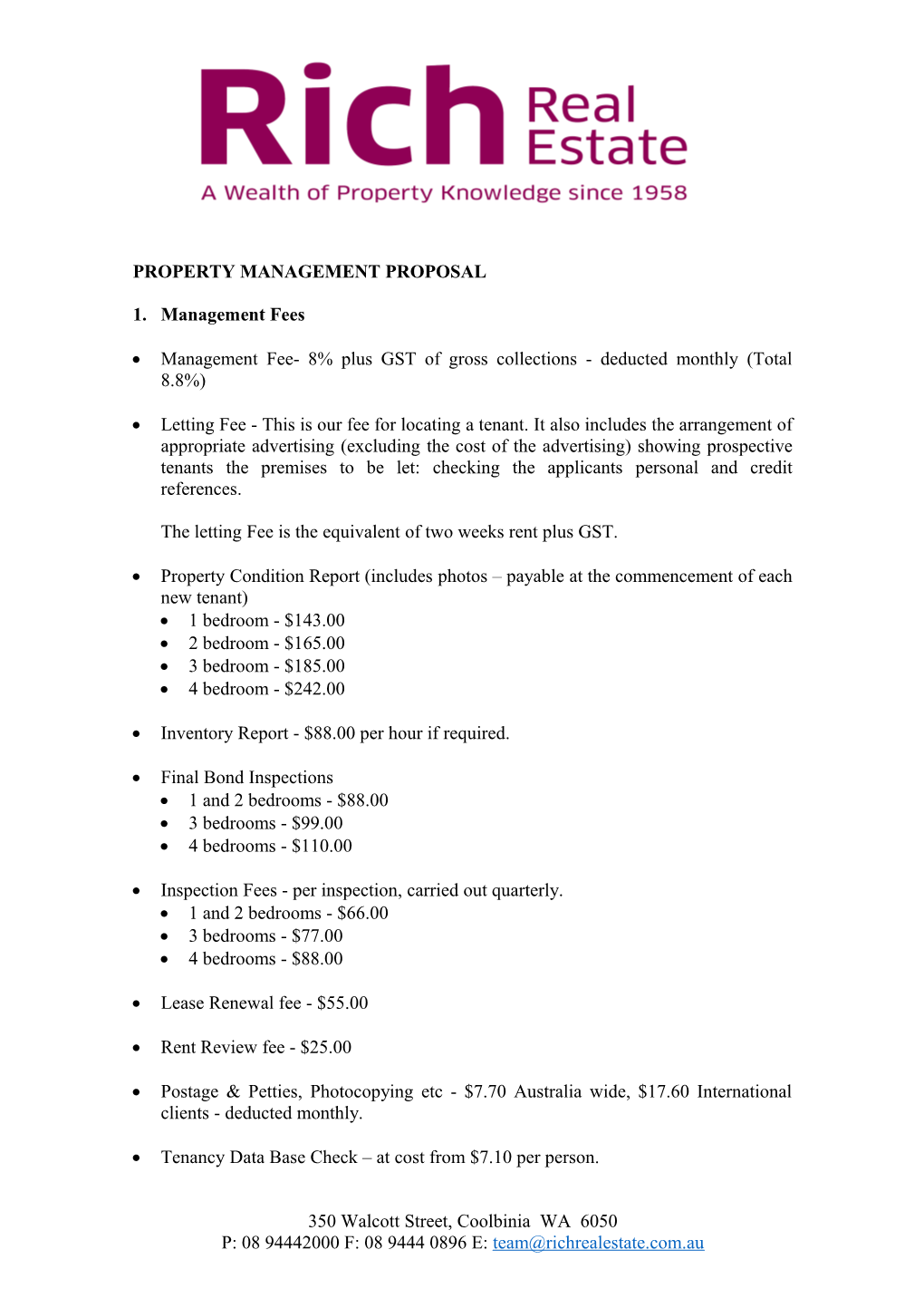 Property Management Proposal