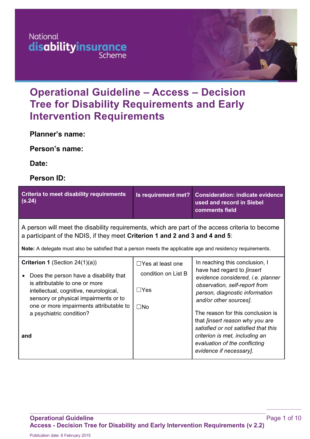 Access - Decision Tree for Disability and Early Intervention Requirements