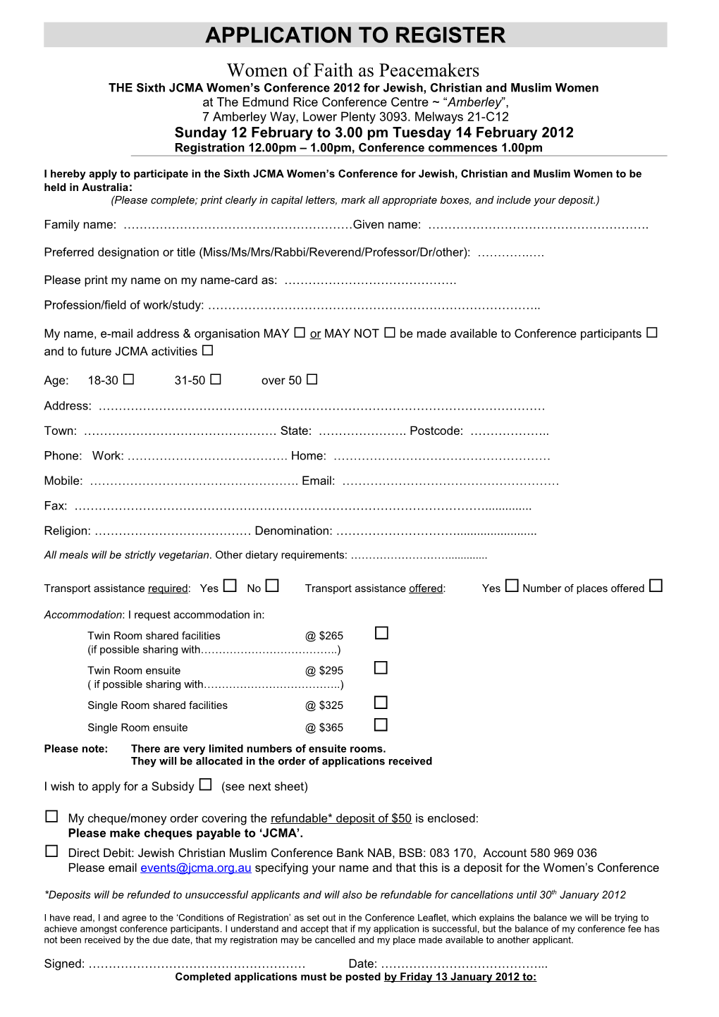 Application to Register